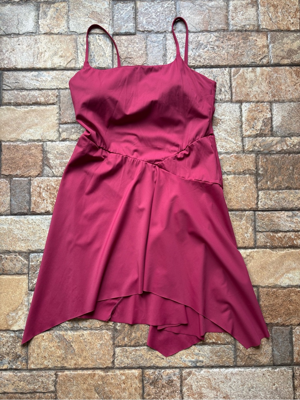 Halara Burgundy Asymmetric Handkerchief Hem Mini Dress  Size L